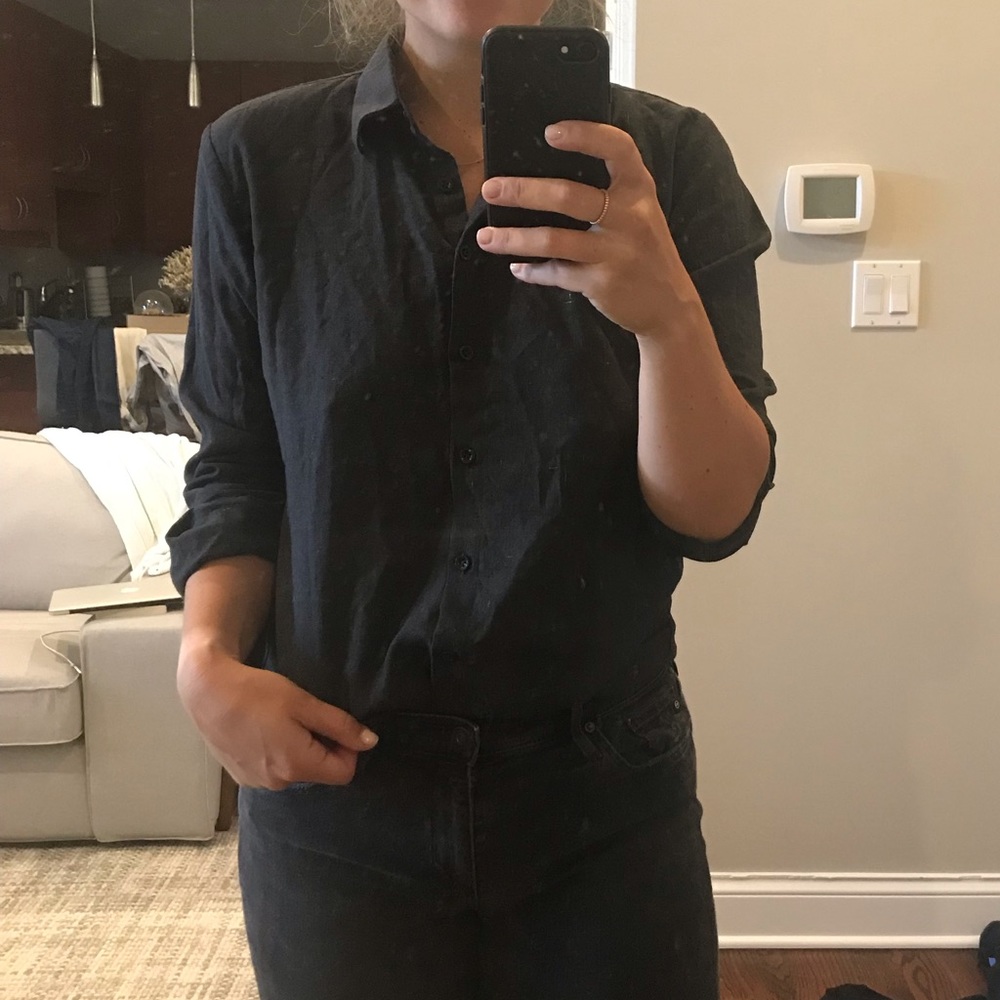 Tailor made navy linen button down